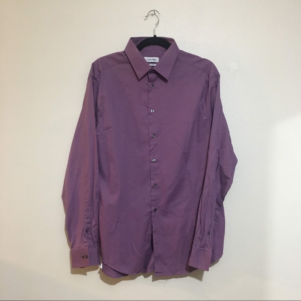 Calvin Klein Slim Fit Stretch Purple Shirt 16 1/2